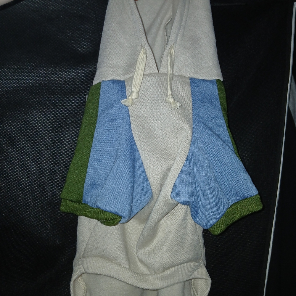 Stylish Cream and Blue Dog Hoodie